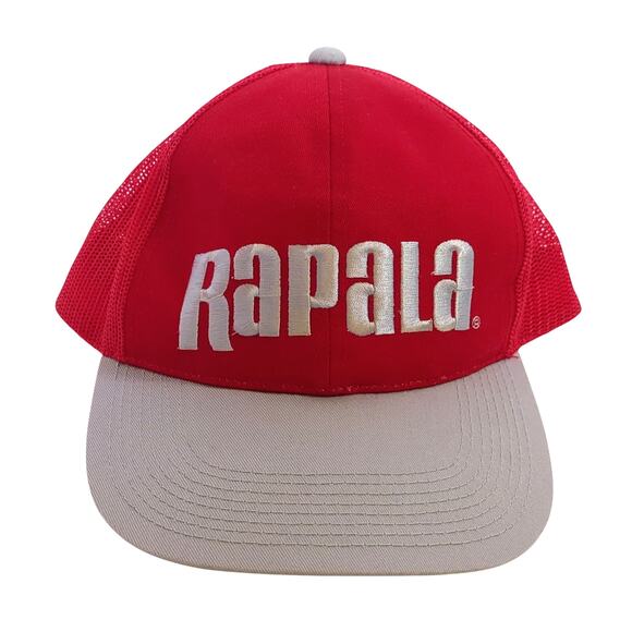 Vintage RAPALA Signature Snapback Trucker Hat Red / Gray Mesh OSFA Pre-Owned - Picture 1 of 6